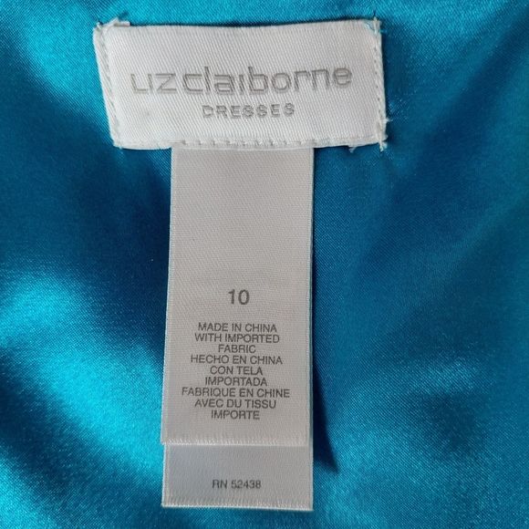 Liz Claiborne Teal Ruffled Midi Bridesmaid Wedding Prom Cocktail Dress Sz 10 - Picture 8 of 10